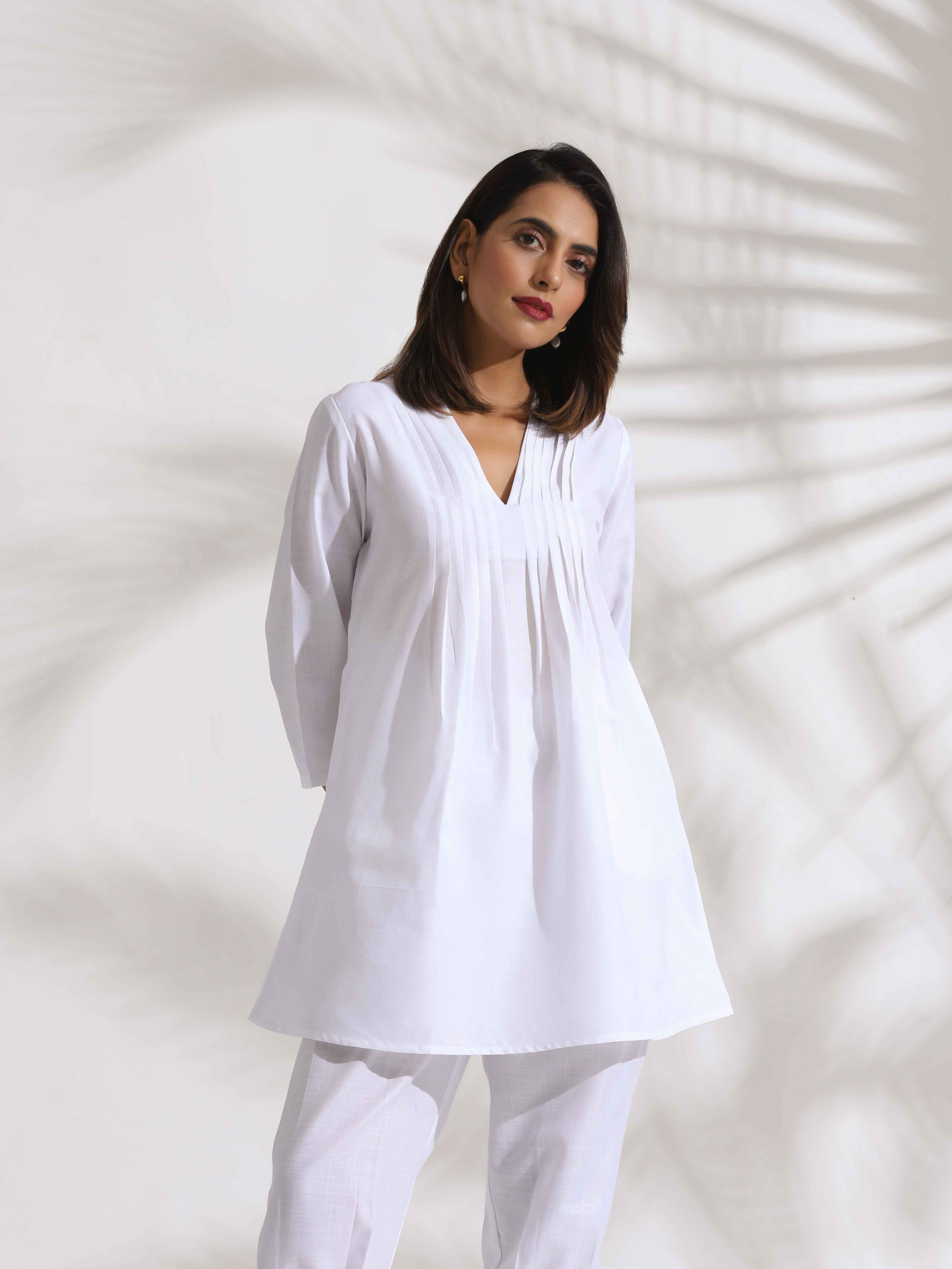 trueBrowns White Slub Co-ord Set | Grocsy