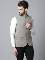 Even Apparels Men's Cream Nehru Jacket With Welt Pockets | Grocsy