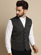 Even Apparels Men's Black Waistcoat with Notched Lapel | Grocsy