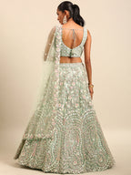 House of Panchhi Sea green Net Multi Sequins with heavy Zarkan embroidery Lehenga choli & Dupatta | Grocsy