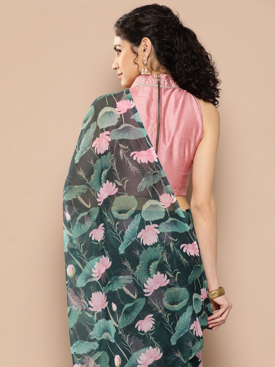 Ahalyaa Floral Poly Chiffon Saree | Grocsy