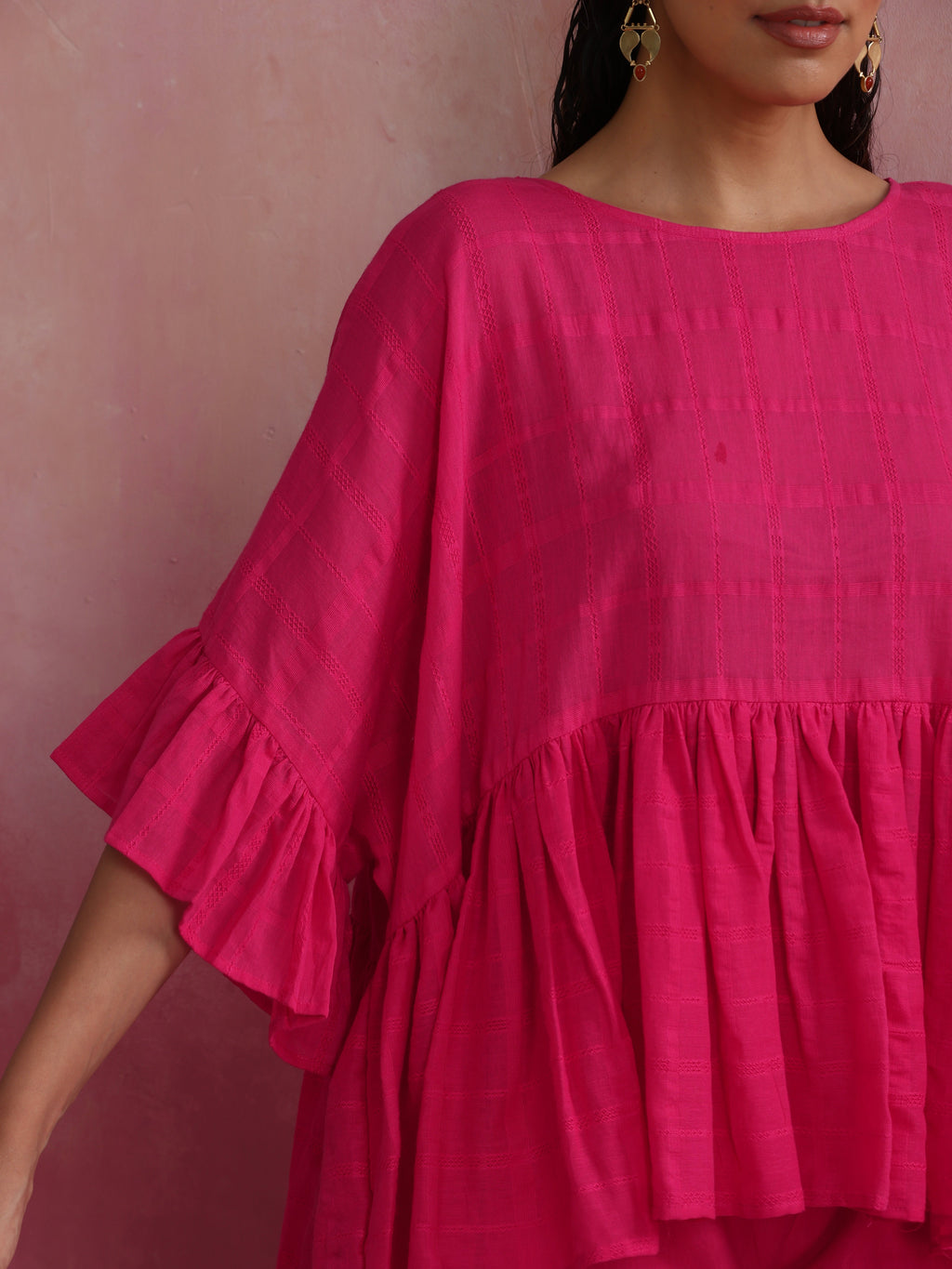 trueBrowns Pink Cotton Dobby Co-ord set | Grocsy