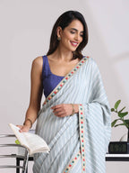 trueBrowns Grey Muslin Silk Saree | Grocsy