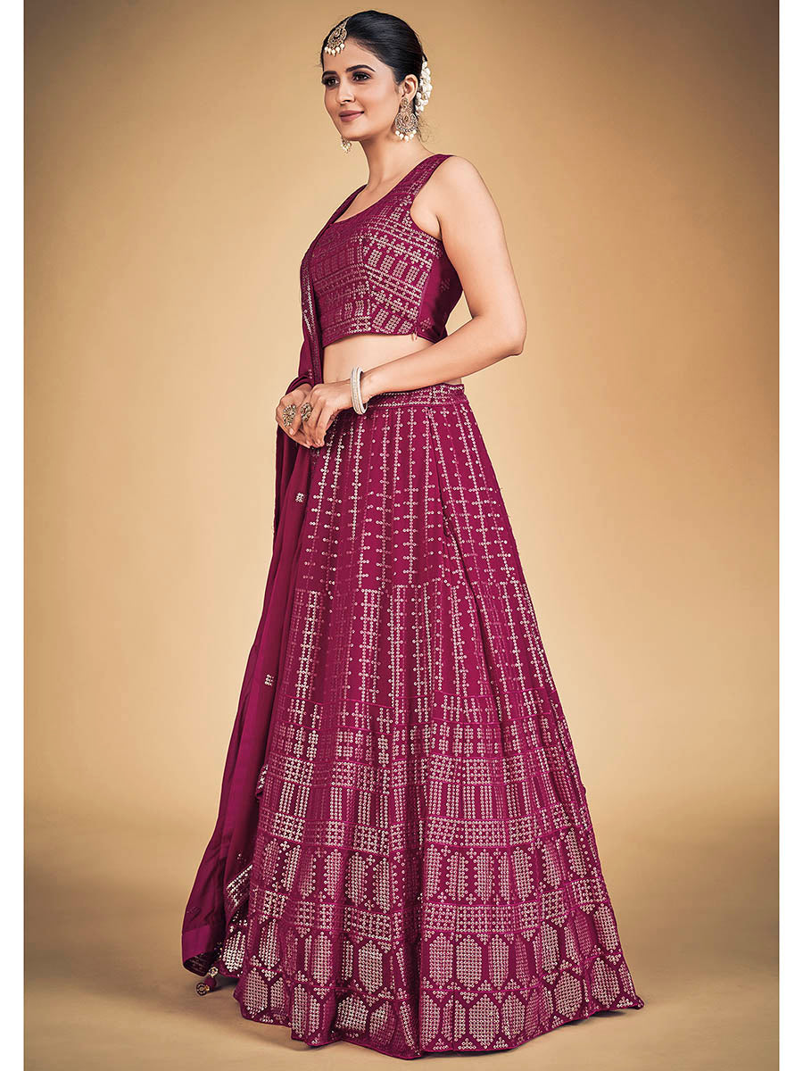 Myra Pink Georgette Real Georgette Lehenga Choli | Grocsy