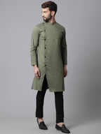 Even Apparels Green Sherwani Kurta With Asymetrical Cut | Grocsy