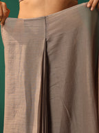trueBrowns Grey Cotton Gold Lurex Striped Ready to Wear Saree | Grocsy