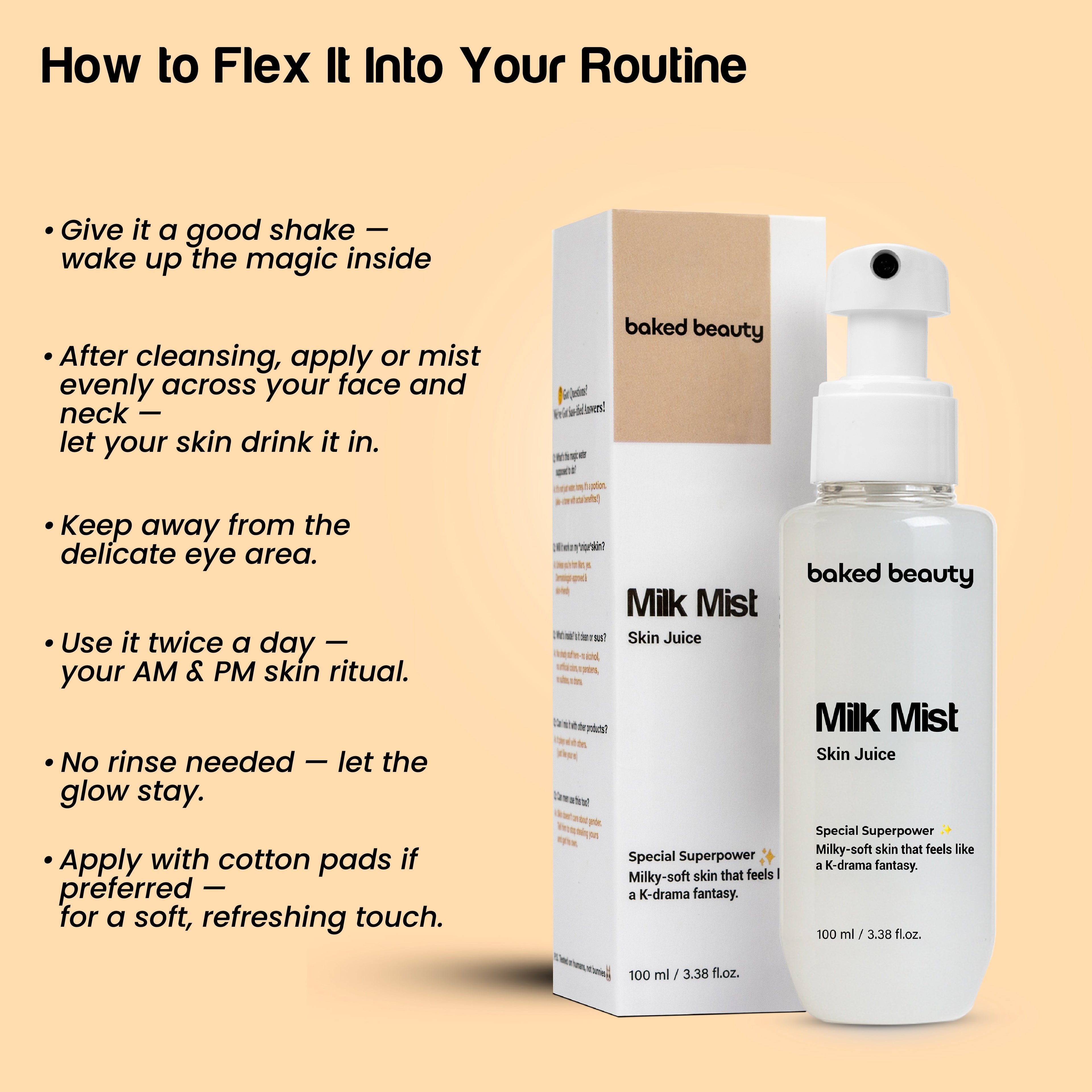 Baked Beauty Milk Mist Skin Juice - Milky Moisturising Toner | Grocsy