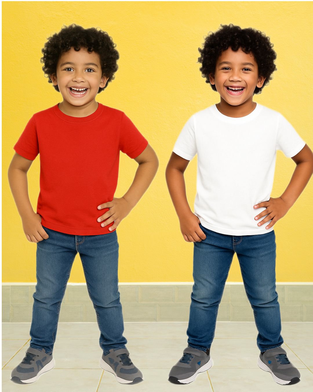 Chilins Kids Round Neck T-Shirt Half Sleeves 100% Cotton Plain Solid Color Tshirt | Grocsy