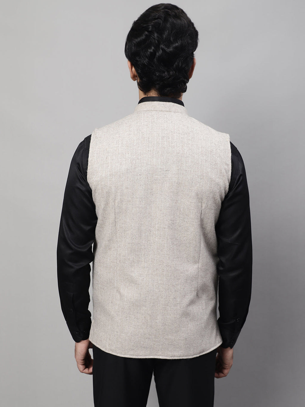 Even Apparels Men's Beige Pure Wool Nehru Jacket | Grocsy