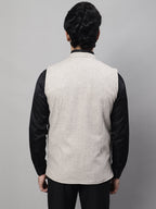Even Apparels Men's Beige Pure Wool Nehru Jacket | Grocsy