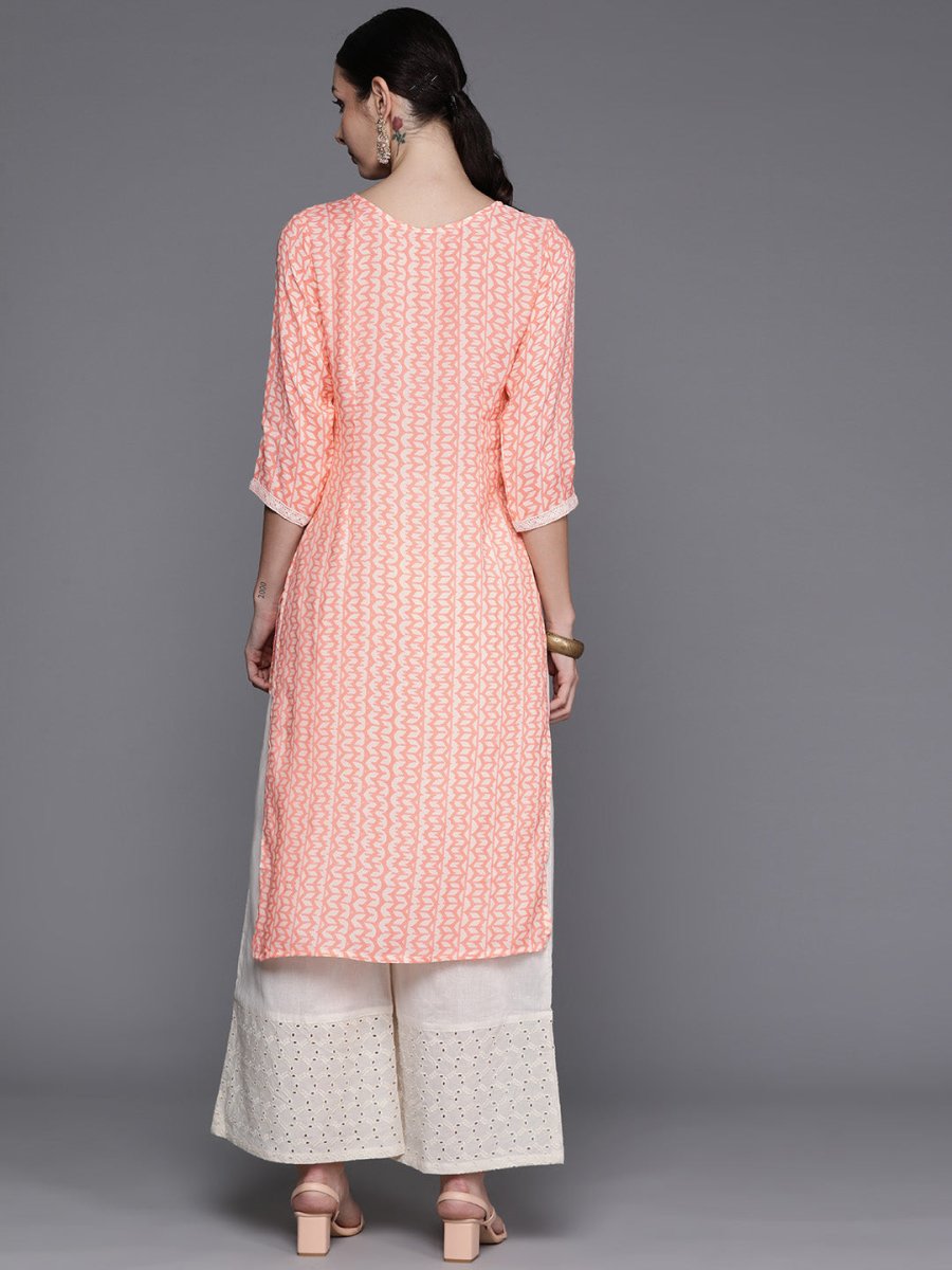 Ahalyaa Abstract Printed Pure Cotton Kurta with Lace Detail | Grocsy