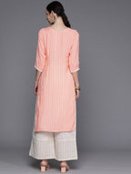 Ahalyaa Abstract Printed Pure Cotton Kurta with Lace Detail | Grocsy