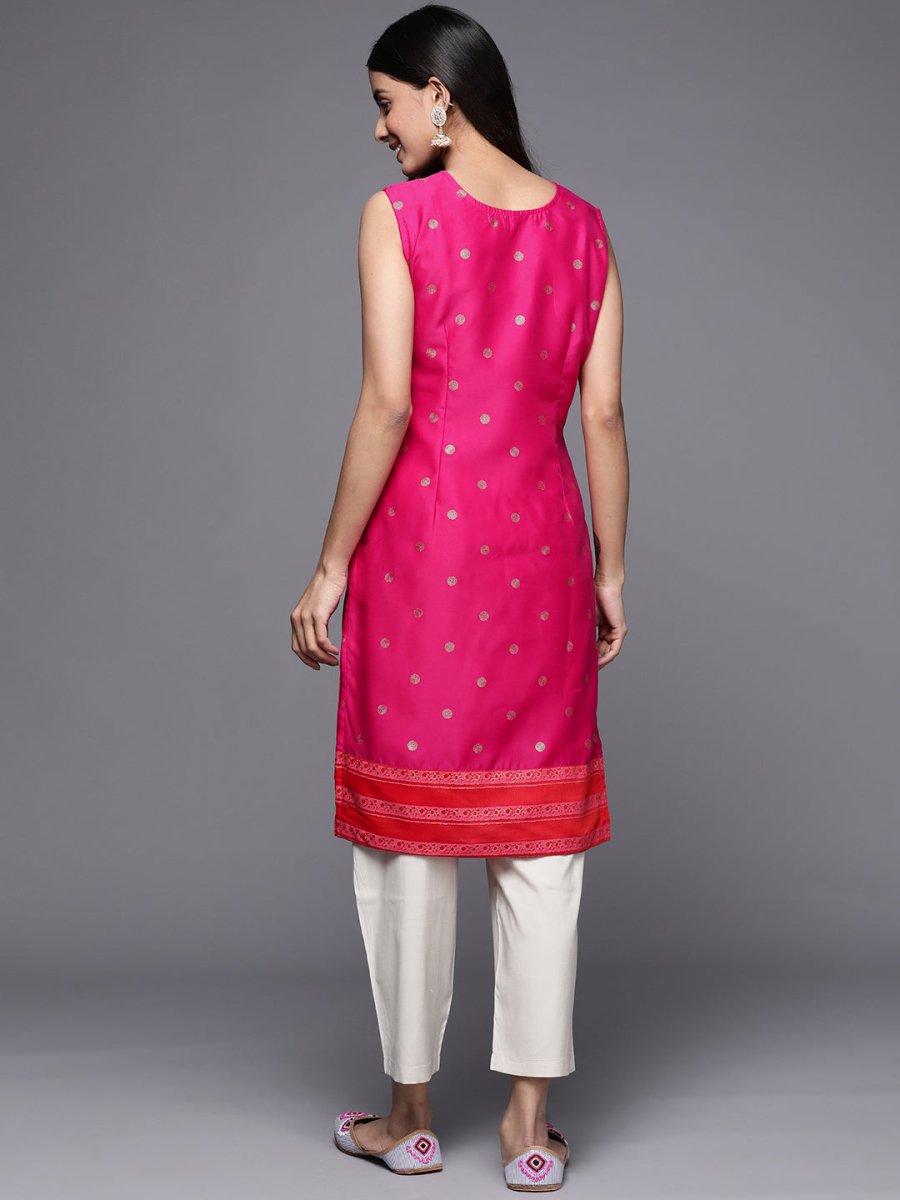 Ahalyaa Women Pink Geometric Printed Kurta | Grocsy