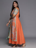 Ahalyaa Plus Size V-Neck Maxi Ethnic Dress | Grocsy