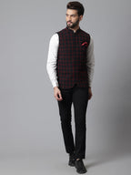 Even Apparels Men's Brown Nehru Jacket With Welt Pockets | Grocsy