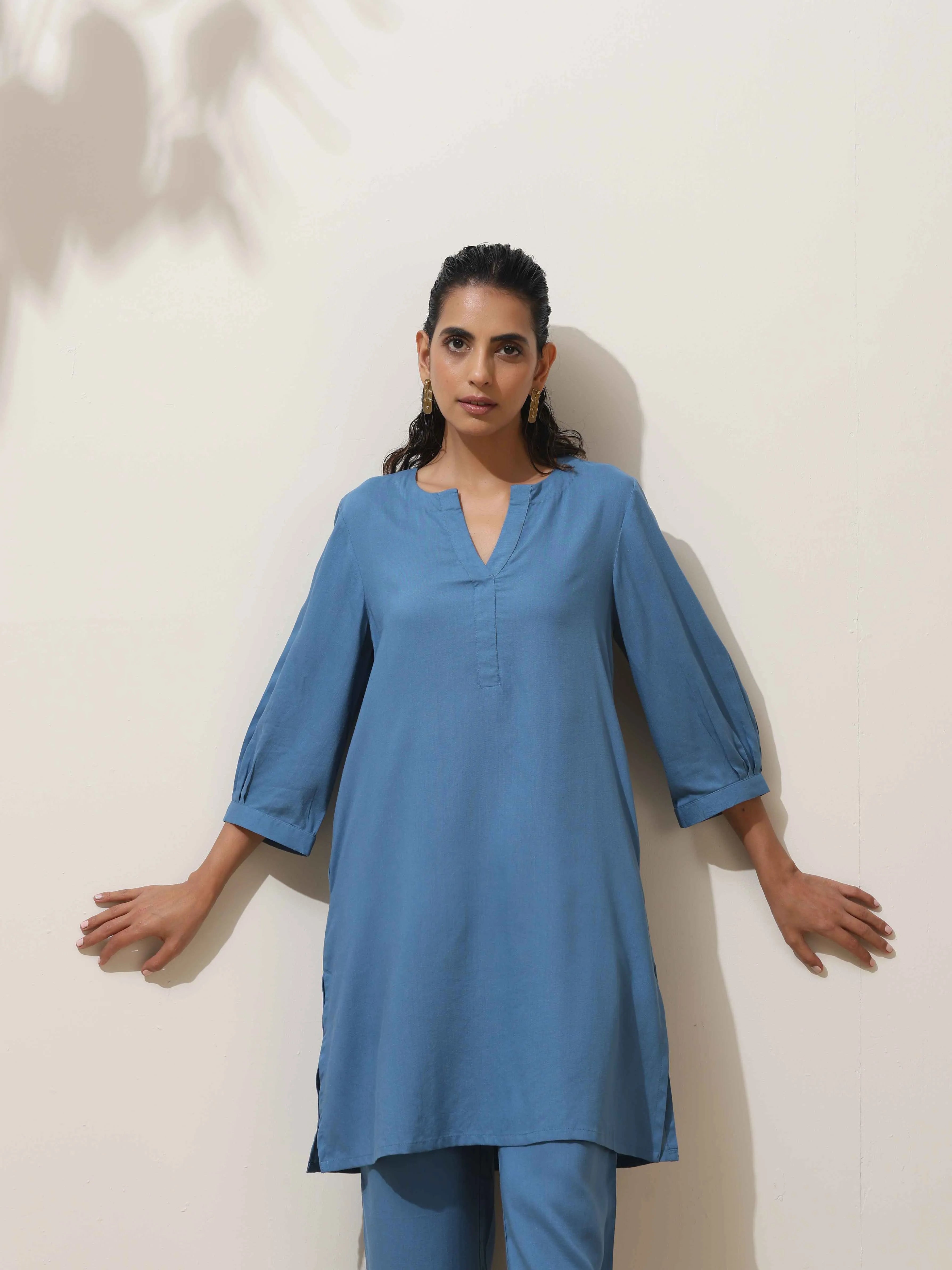 trueBrowns Blue Viscose Co-ord Set | Grocsy