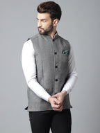 Even Apparels Men's Grey Pure Wool Nehru Jacket | Grocsy
