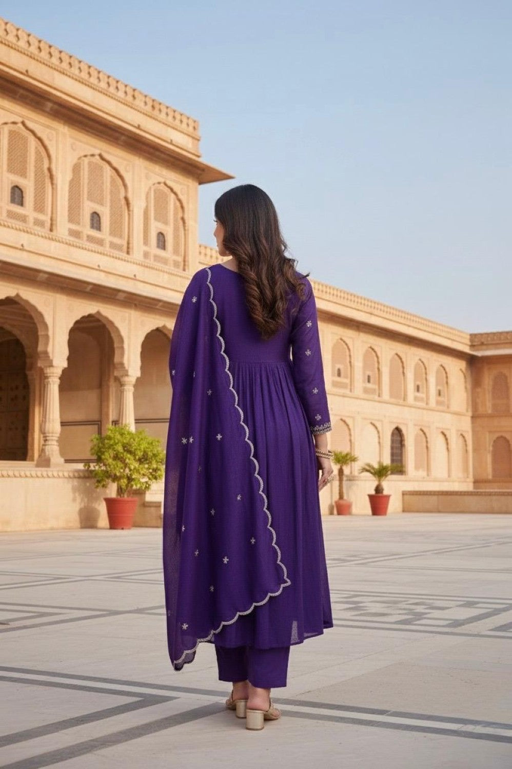Anaita Purple Anarkali Readymade Suit with Embroidery Work | Grocsy