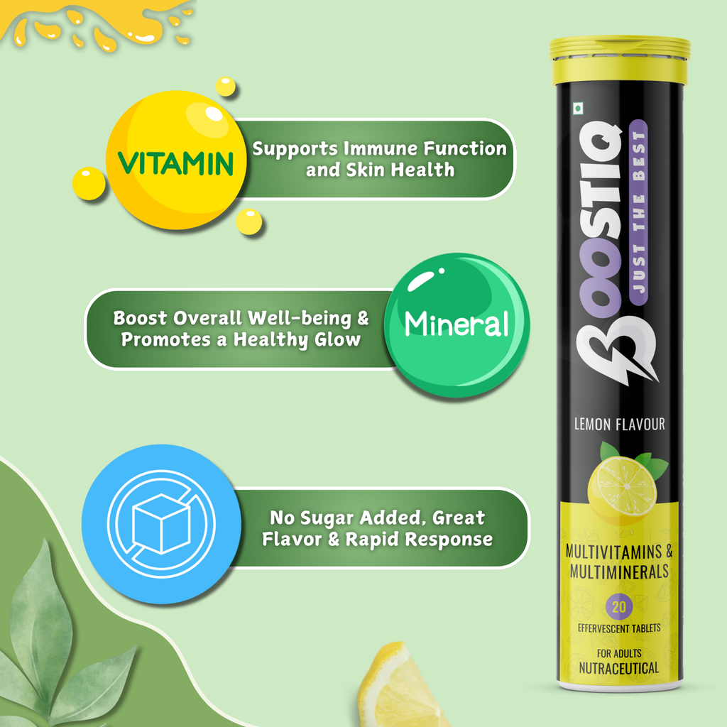 BOOSTIQ Multivitamin Effervescent Tablets - Lemon Flavour | Grocsy