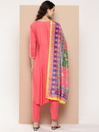 InWeave Women's Camelia Gota Angrakha Kurta Set W Yellow Orange Dupatta | Grocsy
