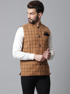 Even Apparels Men's Beige Nehru Jacket With Welt Pockets | Grocsy