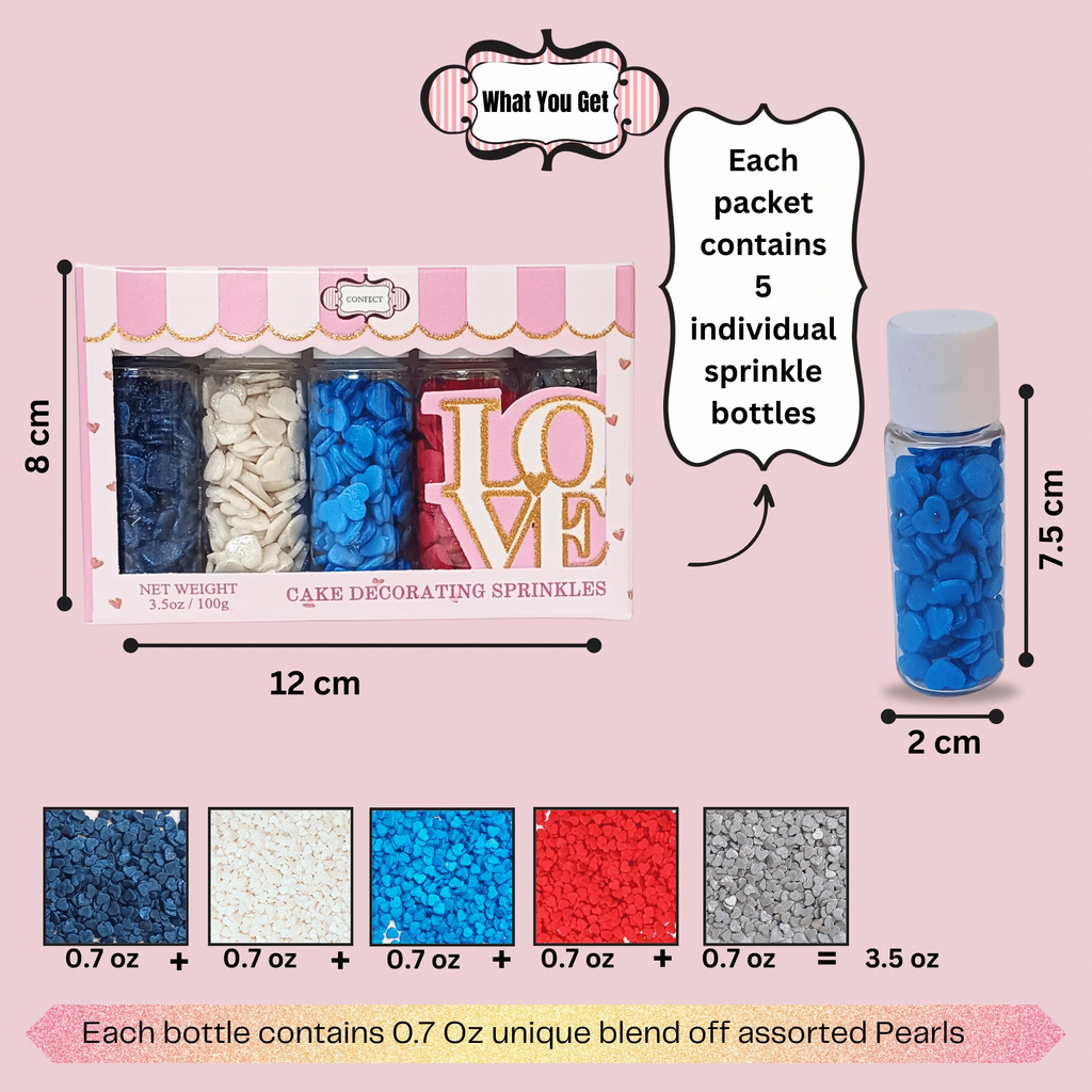 Confect Heart Sprinkles | Captain's Colors Patriotic Sprinkles | Grocsy