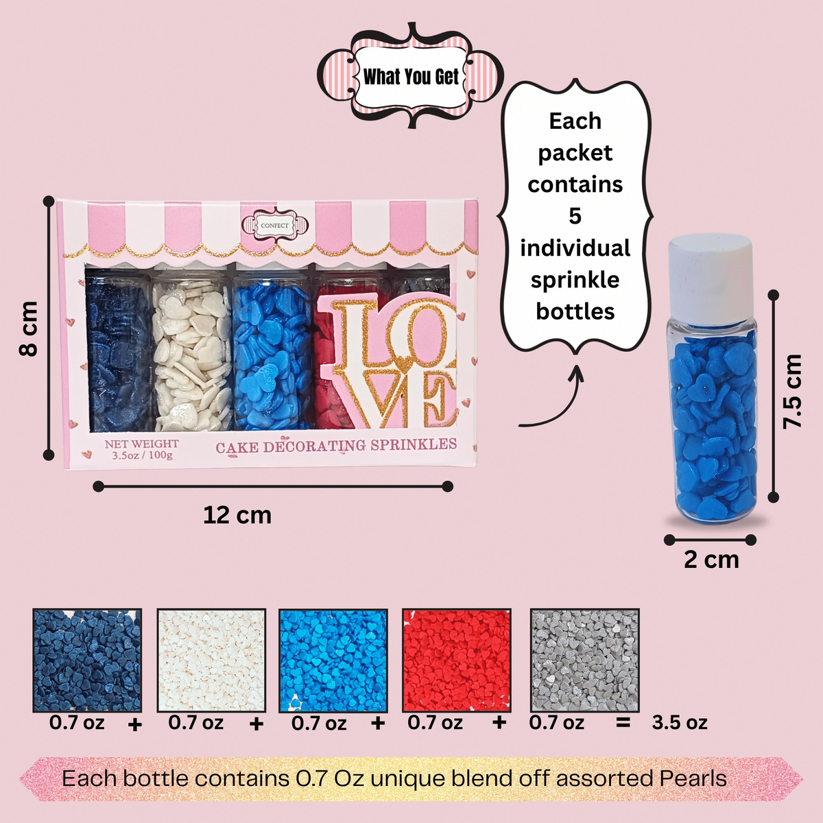 Confect Heart Sprinkles | Captain's Colors Patriotic Sprinkles | Grocsy