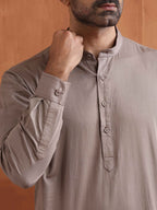 trueBrowns Men's Beige Cotton Short Kurta | Grocsy