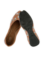 Desi Colour Women Indian Ethnic Footwear-Cushioned Peach Floral | Grocsy