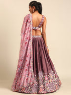 House of Panchhi Rose Gold Chinon Sequins Embroidery Lehenga Choli & Dupatta | Grocsy