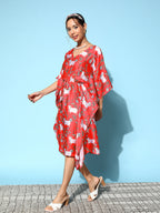 InWeave Women's Bright Pink Indian Bull Print Kaftan | Grocsy