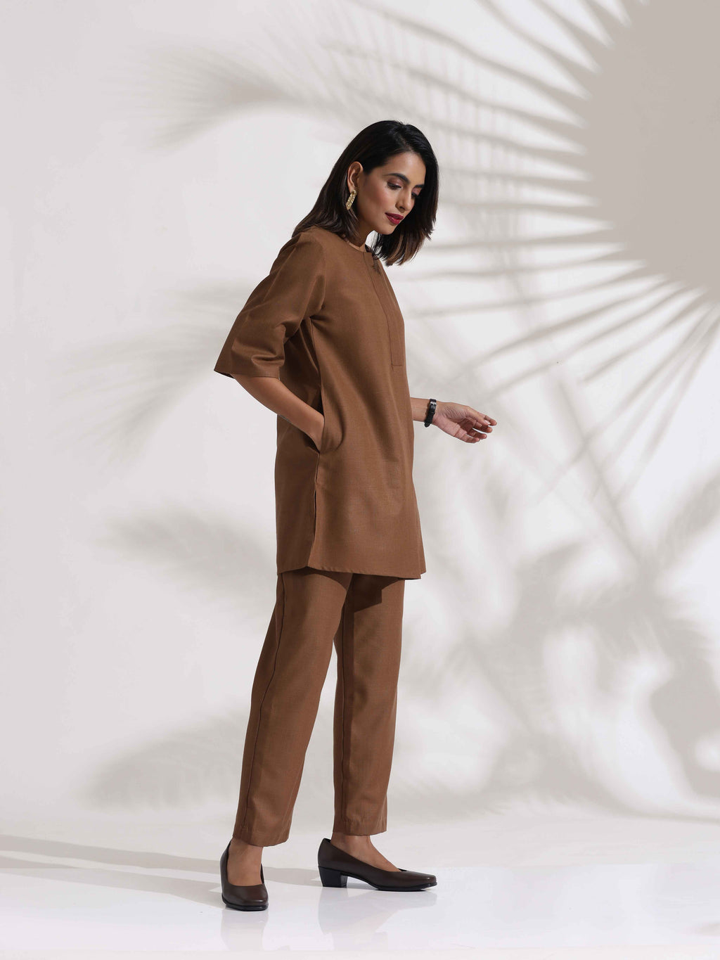 trueBrowns Brown Slub Co-ord Set | Grocsy