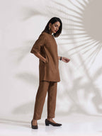 trueBrowns Brown Slub Co-ord Set | Grocsy