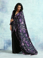 trueBrowns Black Printed Velvet Ready to Wear Saree | Grocsy