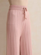 trueBrowns Pink Woollen Flared Pants | Grocsy
