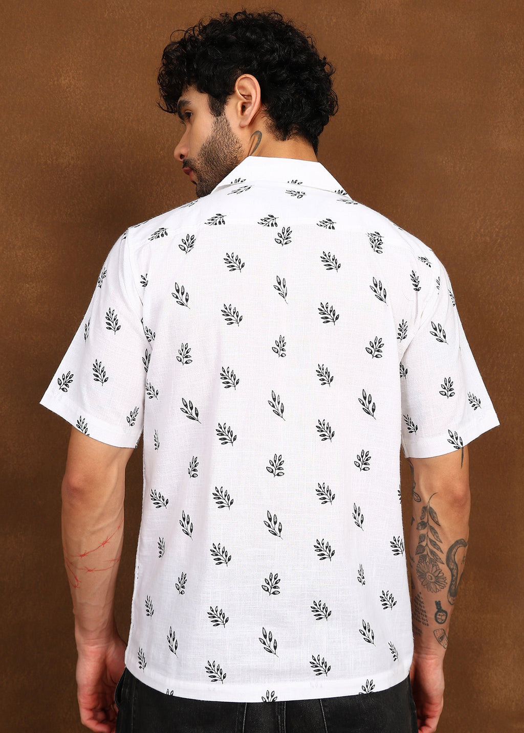 Fabmade Leaf Whisper Linen Shirt | Grocsy