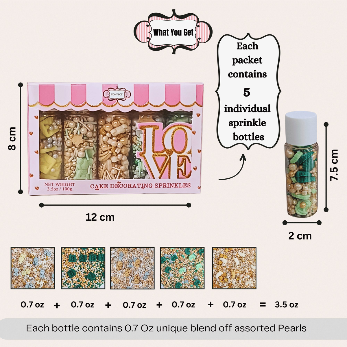 Confect Baby Shower Sprinkles | Gender Reveal Sprinkles Pack of 5 (BABY SHOWER -02) | Grocsy