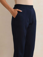 trueBrowns Navy Woollen Pants | Grocsy