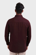 Xkind Dark Maroon Textured Shacket | Grocsy