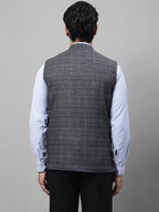 Even Apparels Men's Grey Nehru Jacket With Welt Pockets | Grocsy