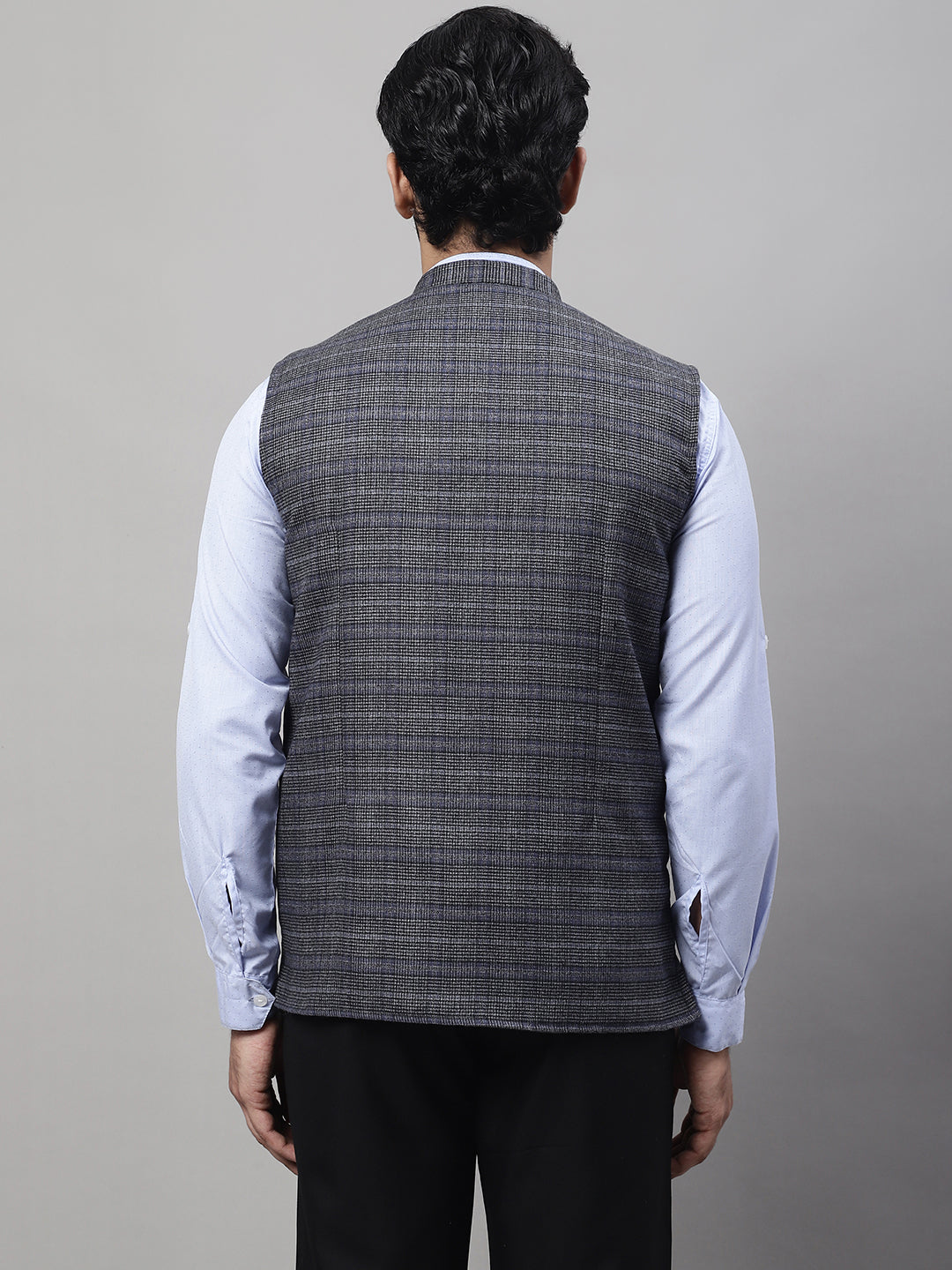 Even Apparels Men's Grey Nehru Jacket With Welt Pockets | Grocsy