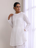 trueBrowns White Dobby Front Placket Co-Ord Set | Grocsy