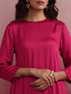 trueBrowns Magenta Highlow Modal Kurta Set | Grocsy
