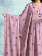 trueBrowns Light Mauve Printed Velvet Shawl | Grocsy