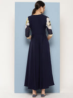 Ahalyaa Floral Printed Maxi Empire Ethnic Dress | Grocsy