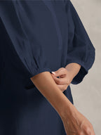 trueBrowns Blue Cotton Blend Short Kurta | Grocsy