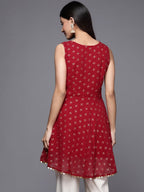 Ahalyaa Boat Neck Printed Embellished Tunic | Grocsy