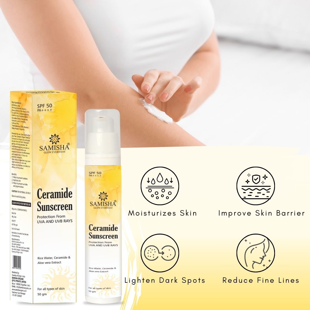 Samisha Ceramide & Hyaluronic Acid  Sunscreen Spf 50 Pa++++ | Grocsy