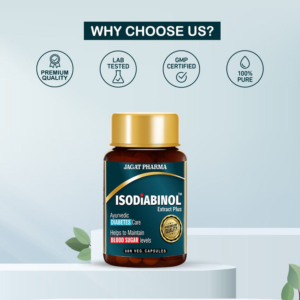 Jagat Pharma ISODIABINOL Capsules 100% Ayurvedic Diabetes Care 60 Caps | Grocsy