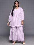 Ahalyaa Plus Size Striped Tunic with Palazzos | Grocsy